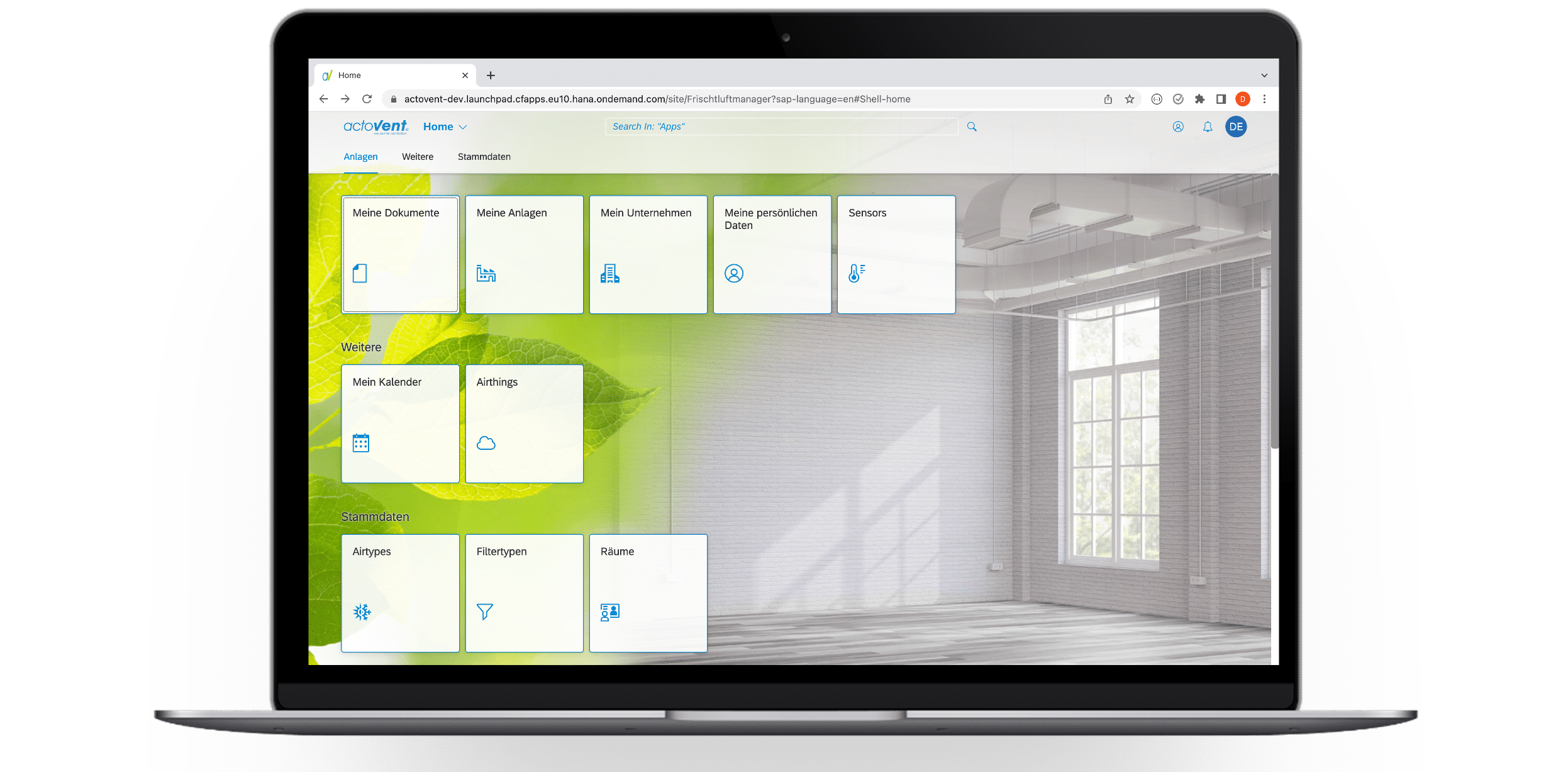 Dashboard Fresh air as a Service