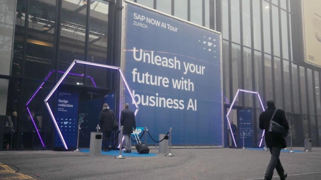 Eingang zur SAP NOW AI Tour Zurich 2025 in der Halle 550